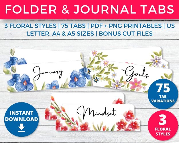 Printable Folder & Journal Tabs For Planner Organization