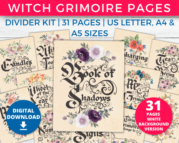 Witch Planner Dividers For Book of Shadows Grimoire Pages