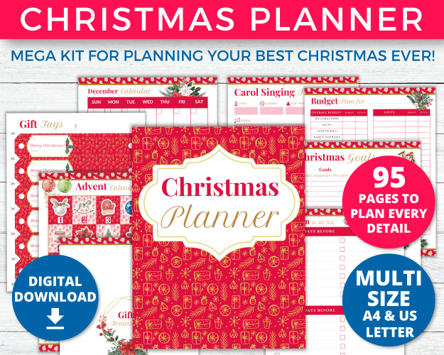 Christmas Planner Festivities, Activities, Food, Party Planning, Budgeting Printable Pages To Organize For The Holidays