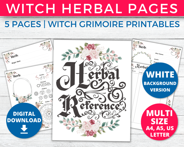 Witch Herbal Grimoire Pages preview