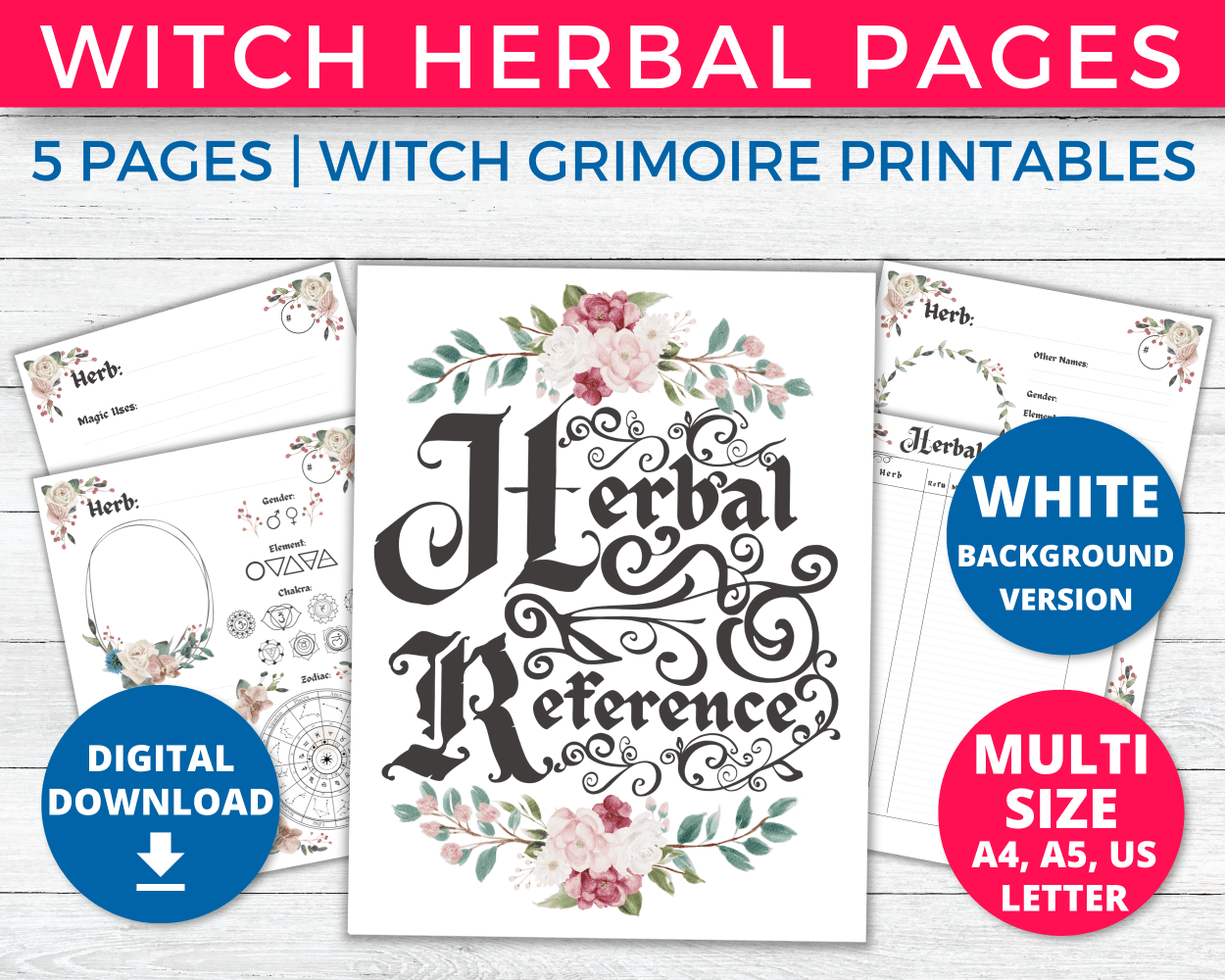 Witch Herbal Grimoire Pages preview