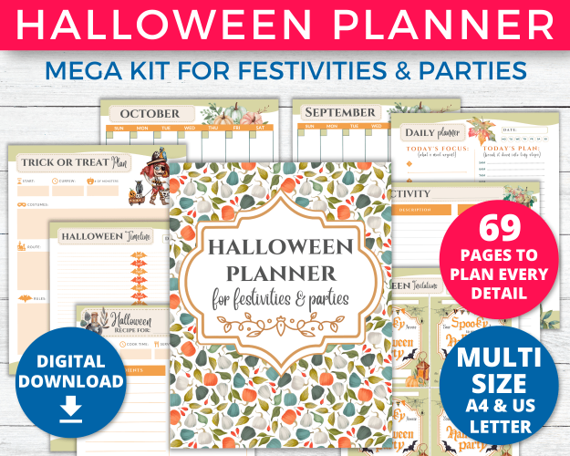 Halloween Planner printables and inserts bundle kit preview