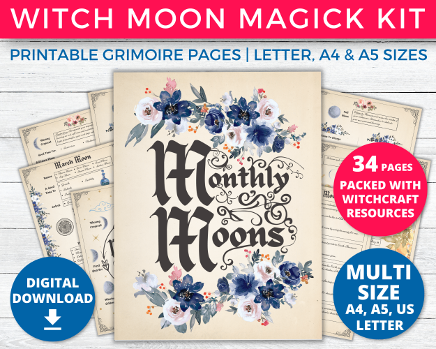 Witch Moon Magick Printables Mega Kit for Grimoire Pages preview