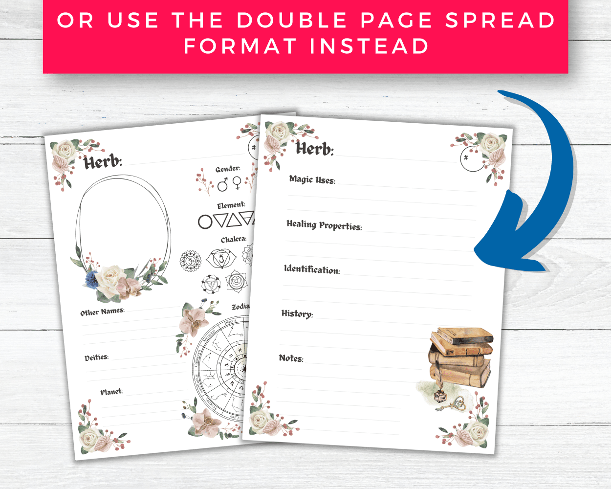 Witch Herbal Grimoire Pages preview