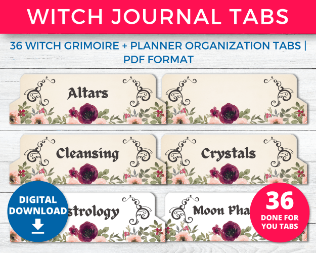 Witch Planner Folder Tabs For Organization In Your Grimoire and Junk Journals Preview