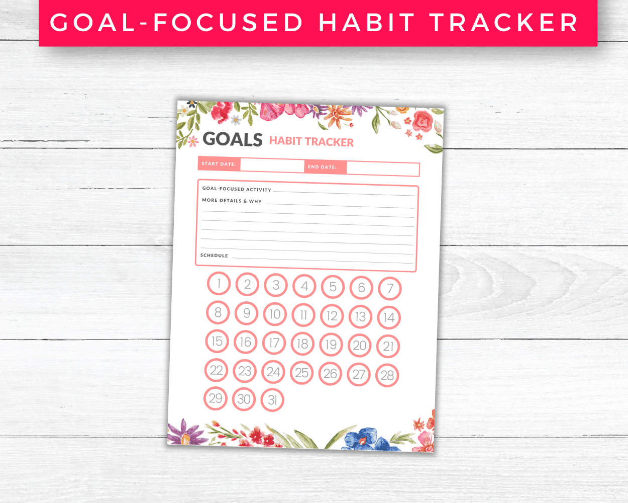 Goal Setting Printable Planner Pages In A Pink Floral Aesthetic Design