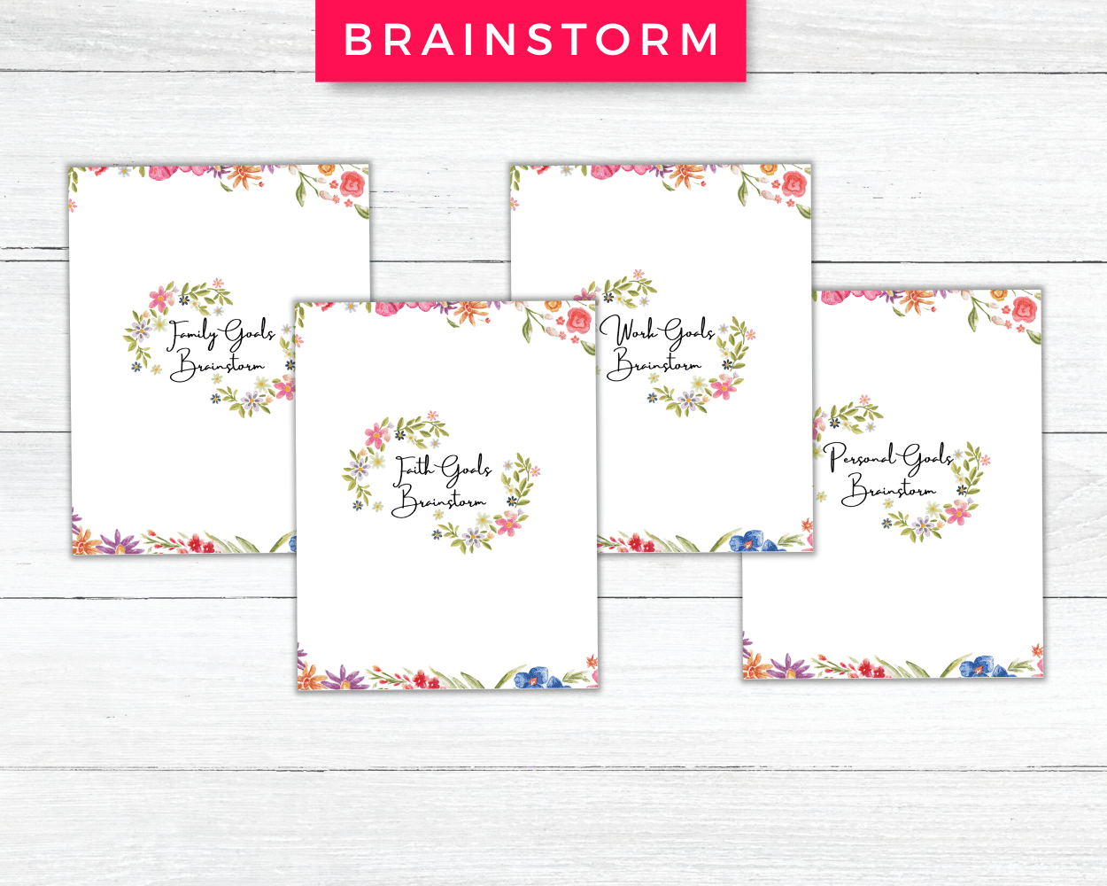 Goal Setting Printable Planner Pages In A Pink Floral Aesthetic Design