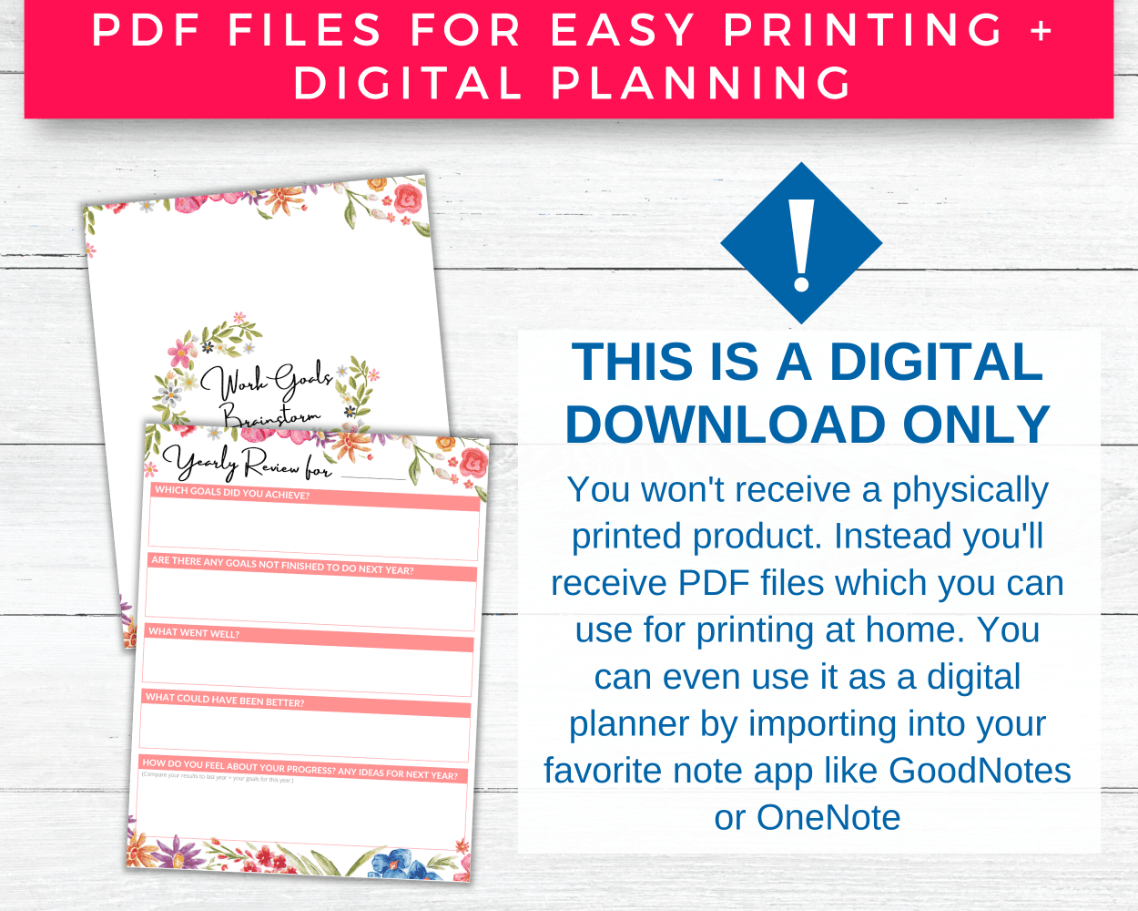 Goal Setting Printable Planner Pages In A Pink Floral Aesthetic Design