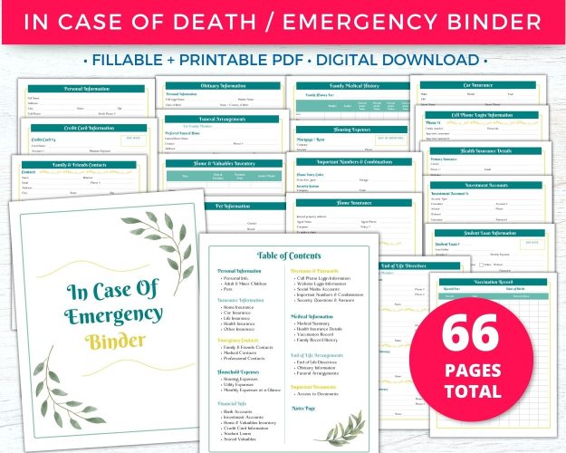 1 In Case Of Death Binder Emergency What If Family Binder Folder Fillable Pdf (blog Shop)