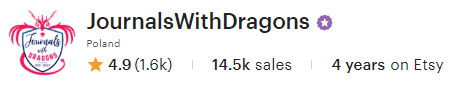 Journals With Dragons Etsy Profile & Social Proof