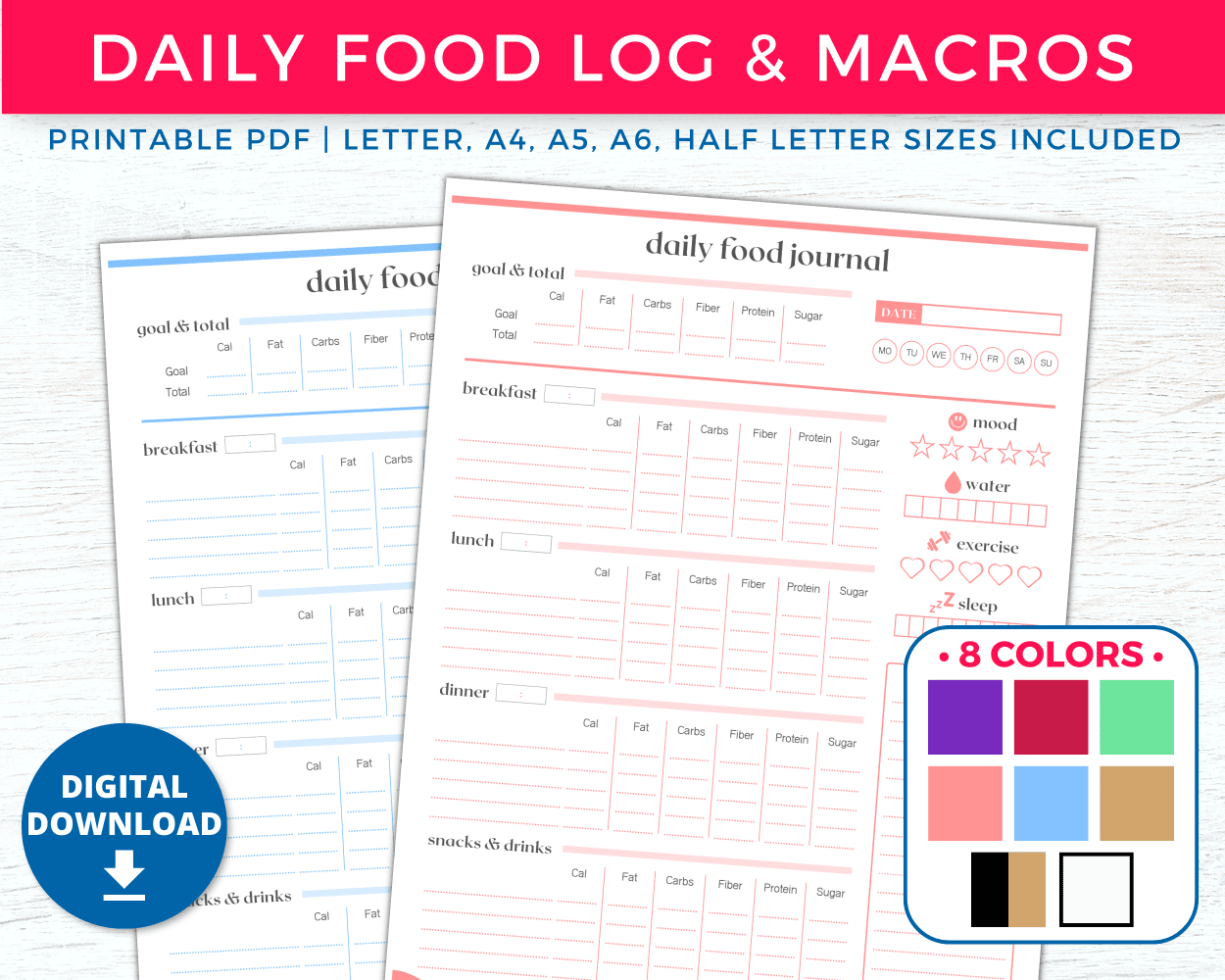 Free Printable Calorie Counter & Fitness Tracker